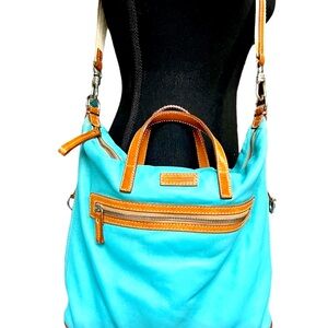 Vintage Rare Donney & Bourke Blue Calfskin Leather Tote Shoulder Bag